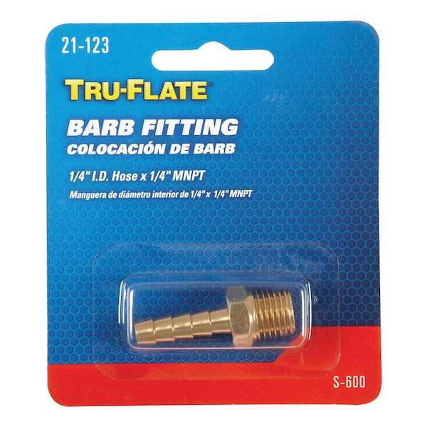 Tru-Flate Tru-Flate Brass Barb Hose Fitting 1/4 in. Male 1 pc 21123 - main